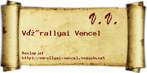 Várallyai Vencel névjegykártya
